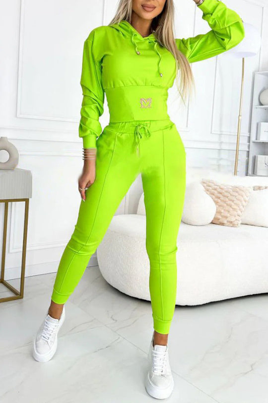 Damen Sportliches Jumpsuit-Set mit Kapuze und elastischem Bund - Vittorelli