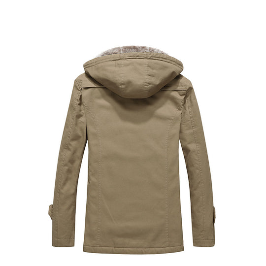 Herren wattierter Canvas-Parka mit fester Kapuze, kuscheligem Teddy-Innenfutter und Mehrfach-Taschen Nord Taschen