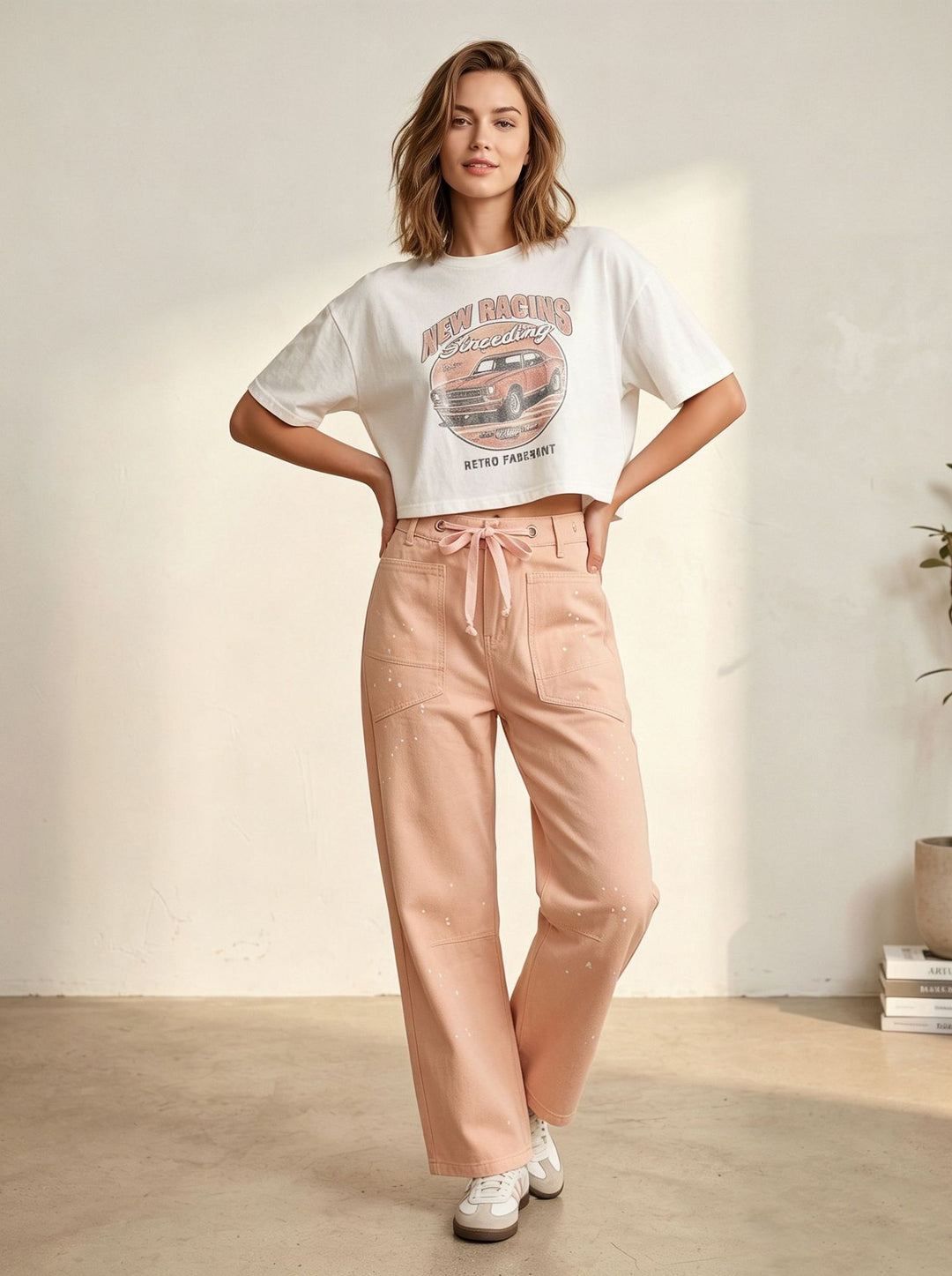 Damen oversized Strickpullover mit Rundhalsausschnitt und entspannter Silhouette Nord Taschen