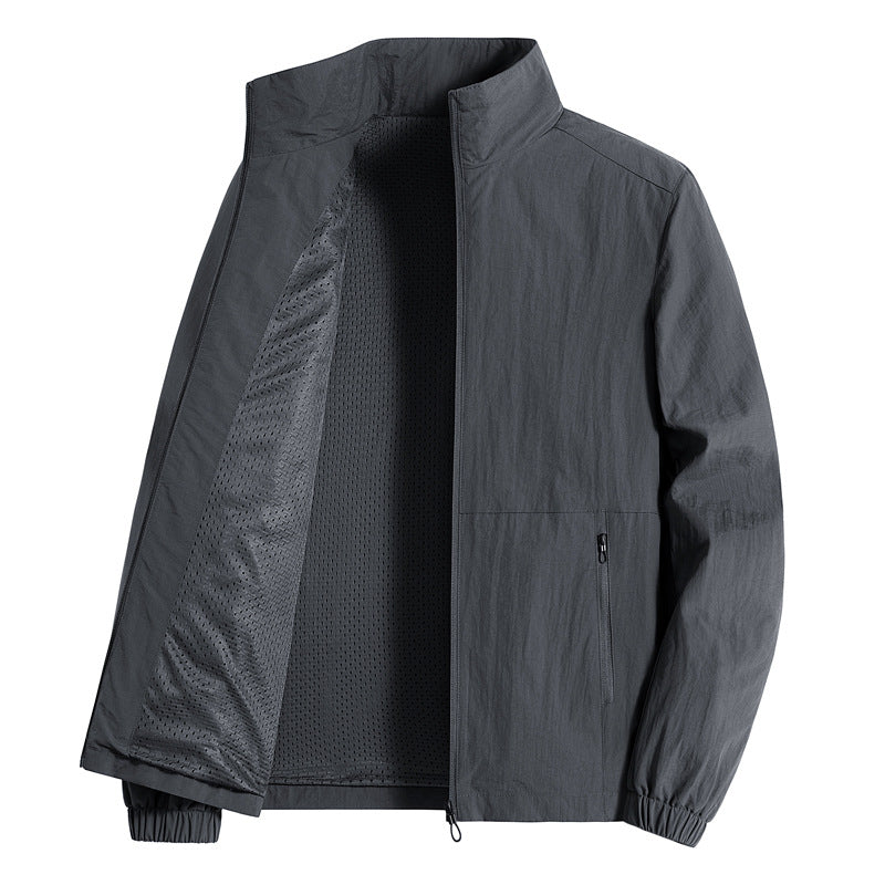 Herren ultraleichte atmungsaktive Freizeitjacke mit Mesh-Innenfutter Stehkragen und Reißverschlusstaschen Nord Taschen