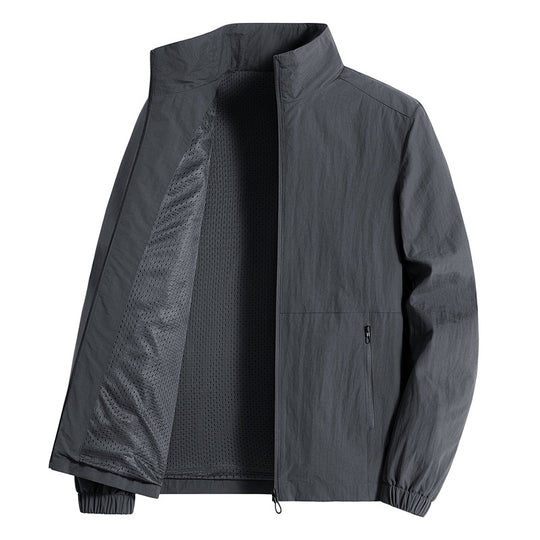 Herren ultraleichte atmungsaktive Freizeitjacke mit Mesh-Innenfutter Stehkragen und Reißverschlusstaschen Nord Taschen