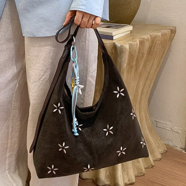 Damen modische Schultertasche mit buntem Anhänger Nord Taschen