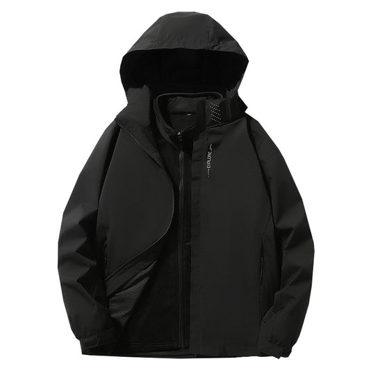 Herren Dreilagige wasserdichte Outdoor-Softshelljacke mit abnehmbarer Fleece-Innenjacke Nord Taschen