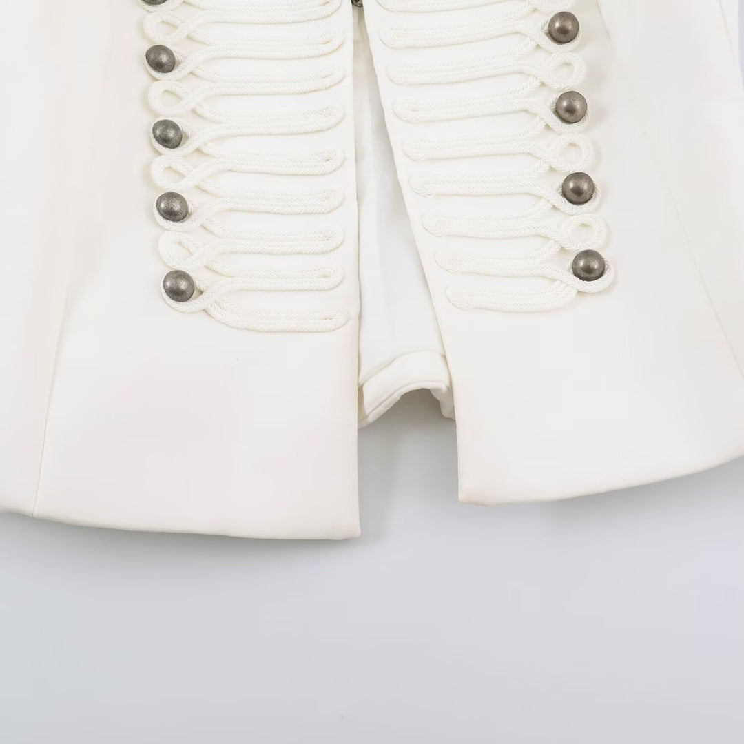 Damen Kurzschnitt Militärblazer mit Stehkragen, Zierkordeln und strukturierter Silhouette Nord Taschen