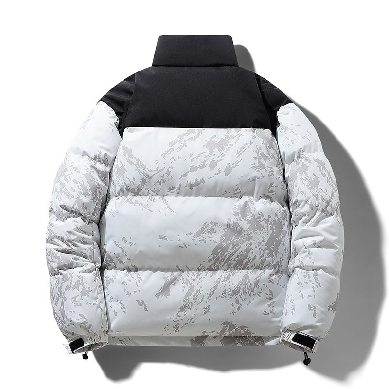 Herren Wattierte Steppjacke mit Camouflage‑Print, hohem Stehkragen & verstellbarem Saum Nord Taschen
