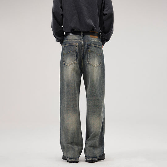 Herren Ultraweite Stonewashed-Baggy-Jeans mit tiefem Schritt und soften Fade-Details Nord Taschen