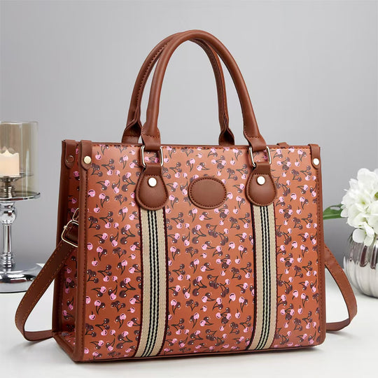 Damen Handtasche im verspielten Blumenmuster mit abnehmbarem Schulterriemen Nord Taschen