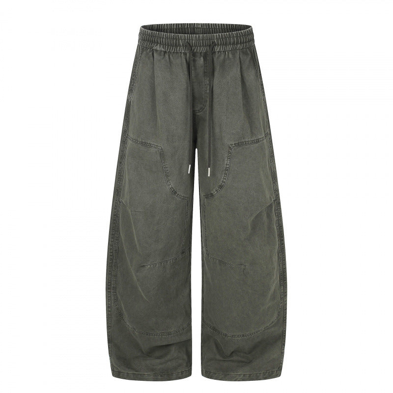 Damen Weite Cropped-Cargo-Hose mit Gummibund, Tunnelzug und aufgesetzten Taschen Nord Taschen