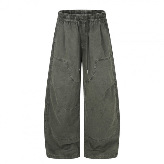 Damen Weite Cropped-Cargo-Hose mit Gummibund, Tunnelzug und aufgesetzten Taschen Nord Taschen