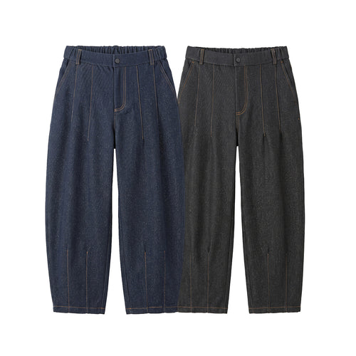 Damen Hochtaillierte Relaxed-Jeanshose mit Bundfalten, Teilungsnähten und elastischem Rückbund Nord Taschen