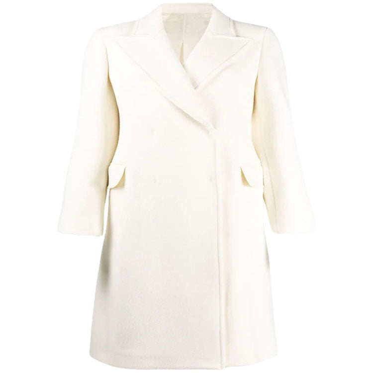 Damen Clean-Cut Longmantel mit überschnittenem Revers und klarer Tailoring‑Silhouette Nord Taschen