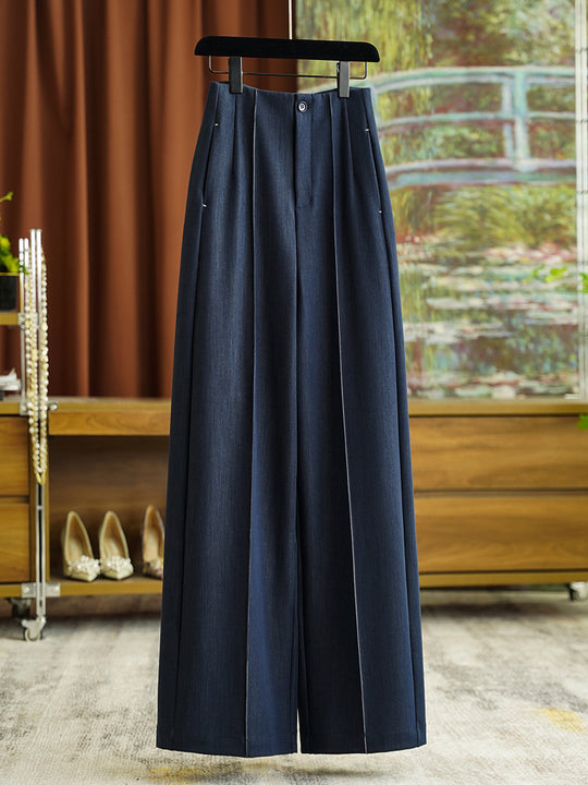Damen Hochtaillierte weite Bundfaltenhose mit Bügelfalte und fließender Wide‑Leg-Silhouette Nord Taschen