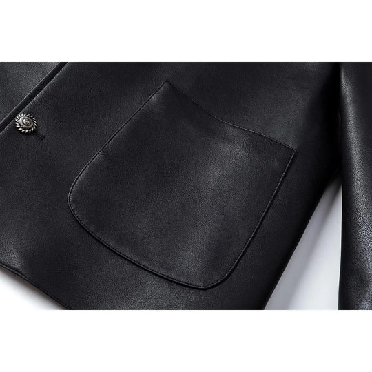 Herren Minimalistische Kunstleder-Überhemdjacke mit feiner Narbung, Metallknöpfen & geradem Schnitt Nord Taschen