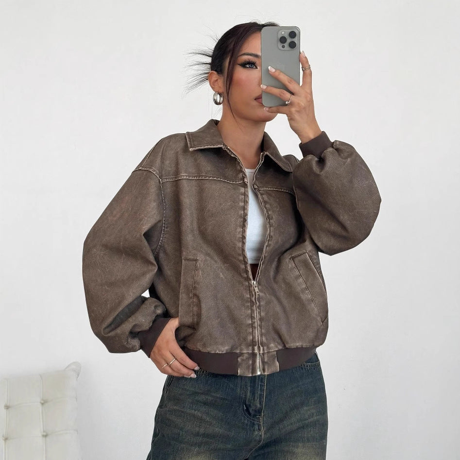 Damen oversized Bomberjacke mit lässigem Schnitt und voluminösen Ärmeln - Arvani