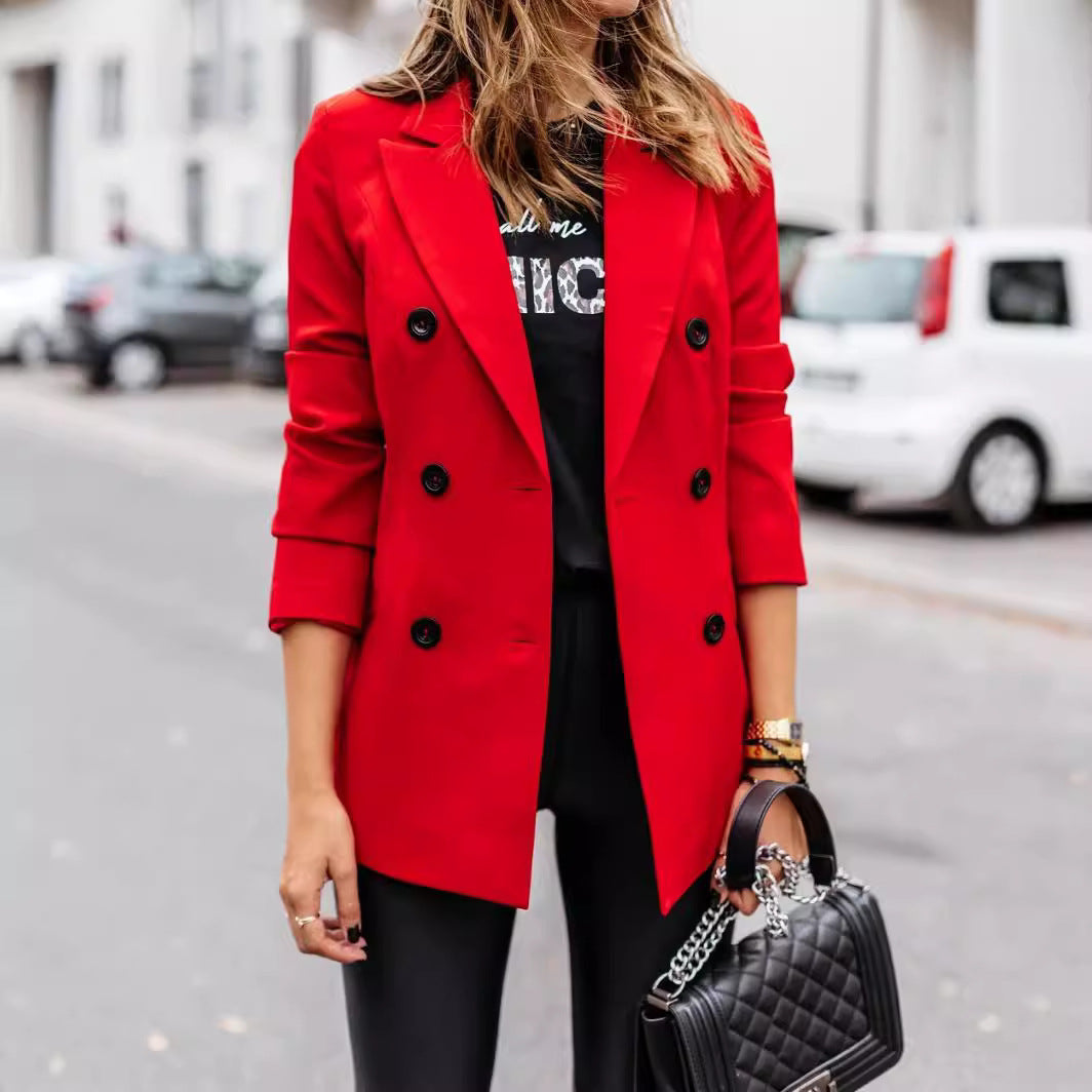 Damen eleganter taillierter Blazer mit doppelter Knopfleiste