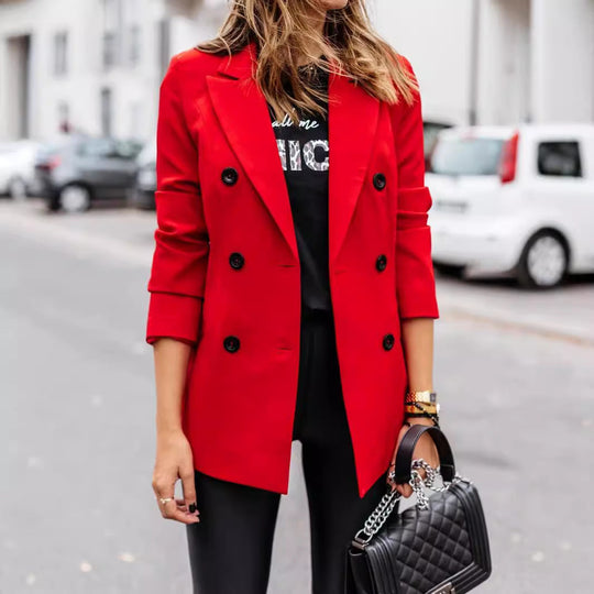 Damen eleganter taillierter Blazer mit doppelter Knopfleiste