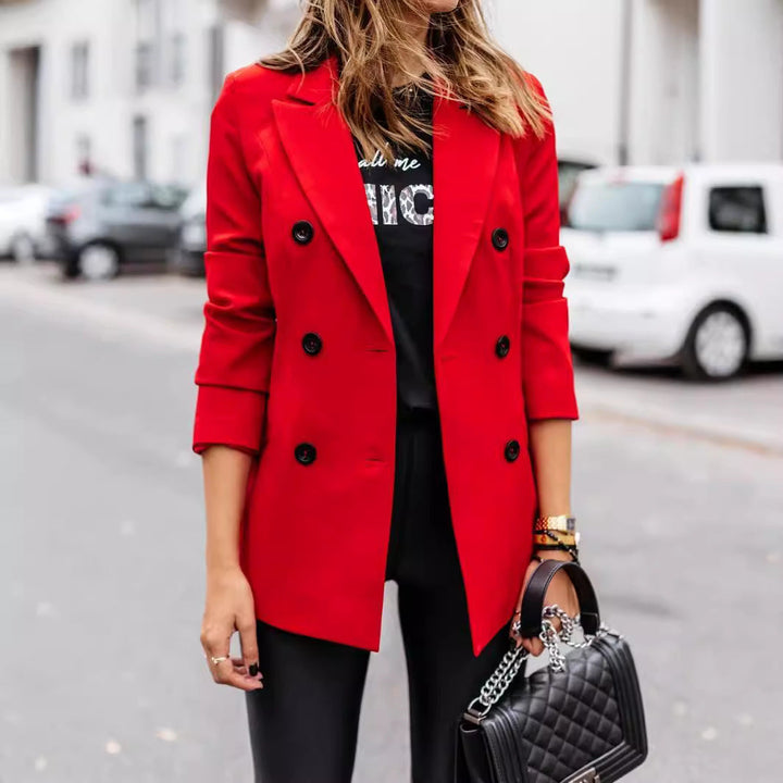 Damen eleganter taillierter Blazer mit doppelter Knopfleiste