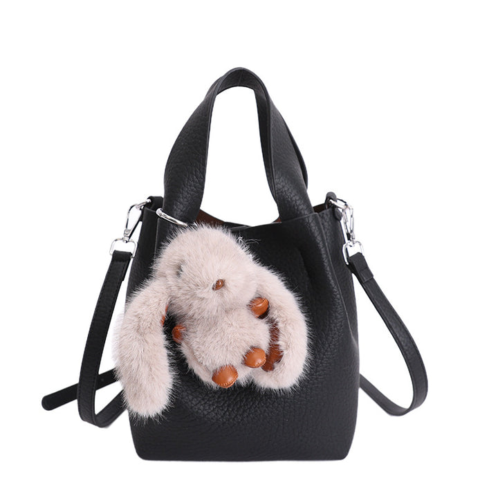 Damen Mini-Handtasche mit abnehmbarem Plüschanhänger Nord Taschen