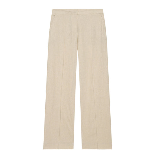 Damen Leichte Leinenhose mit weitem Bein und Bügelfalte Nord Taschen