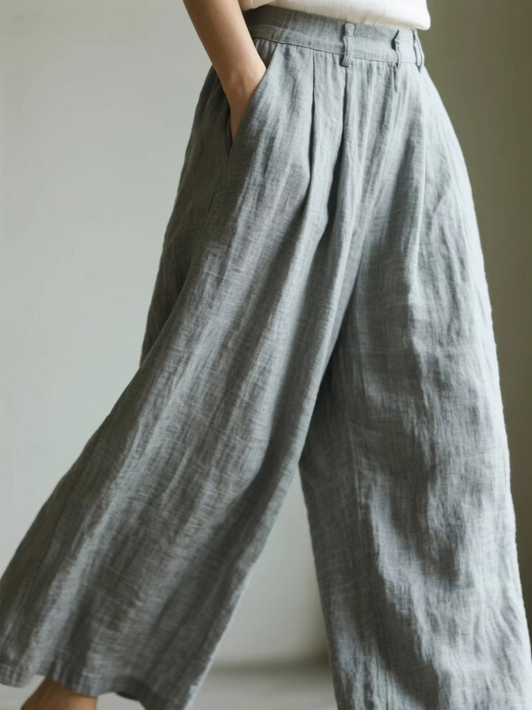Damen Lockere Leinenhose Nord Taschen