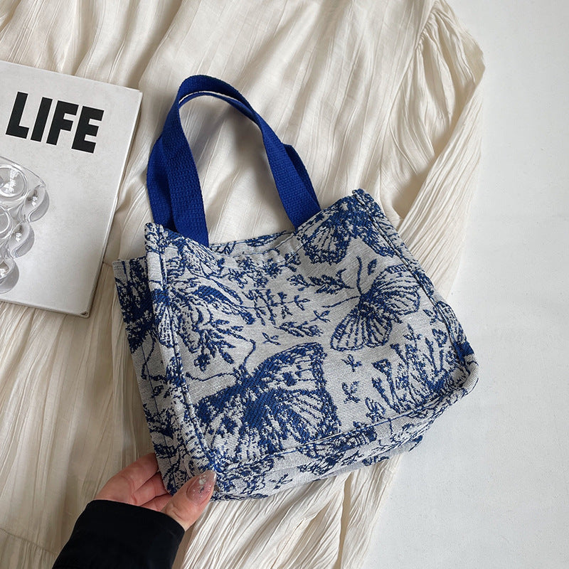 Damen Jute-Handtasche mit floralem Design Nord Taschen