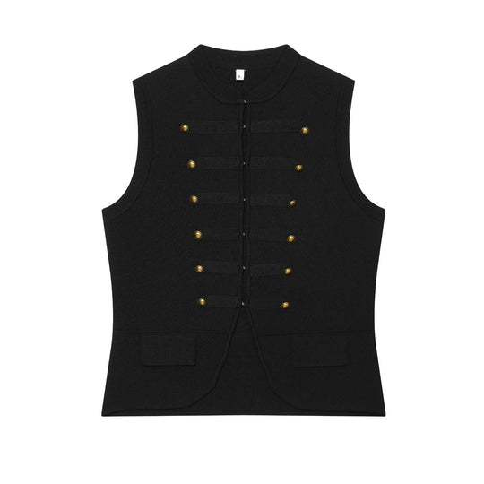 Damen Strickweste im Military‑Stil mit goldenen Zierknöpfen Nord Taschen