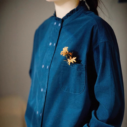 Damen Lässige Bluse mit Rüschensaum Nord Taschen