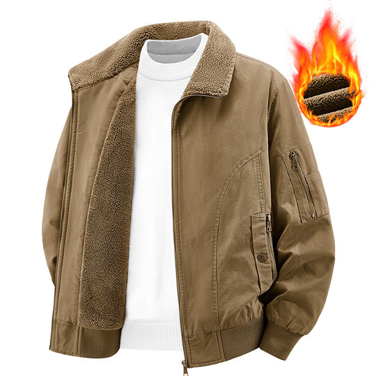 Herren Thermo-Bomberjacke im Vintage-Stil mit Teddyplüsch-Futter und Mehrfach-Taschen Nord Taschen
