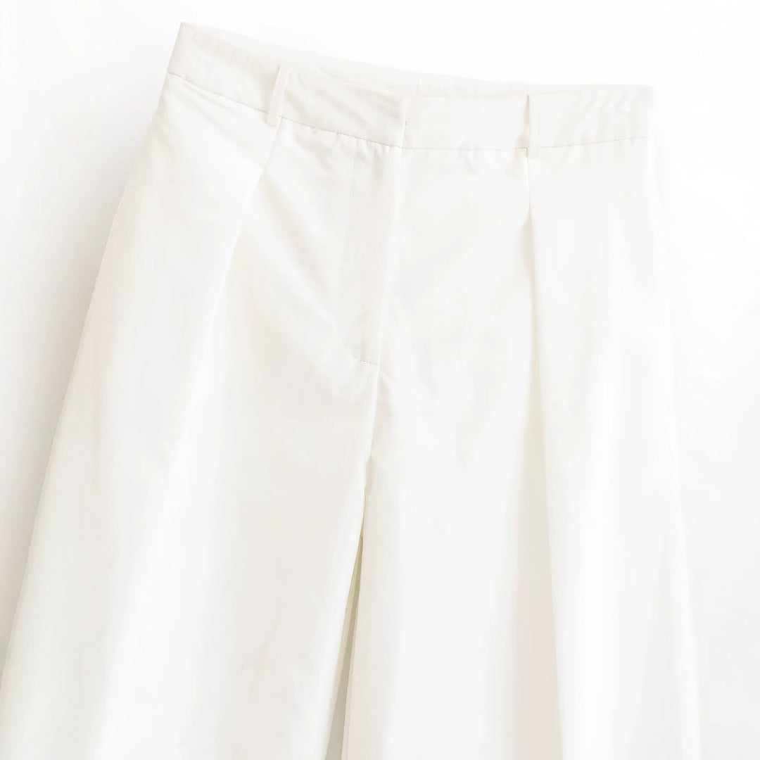 Damen Elegante High‑Waist Palazzo‑Hose mit Bügelfalte und geradem weitem Bein Nord Taschen