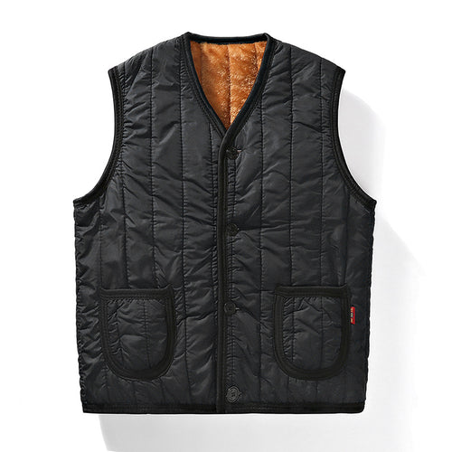 Herren Gepolsterte Steppweste mit Teddyfutter, V‑Ausschnitt & Knopfleiste Nord Taschen
