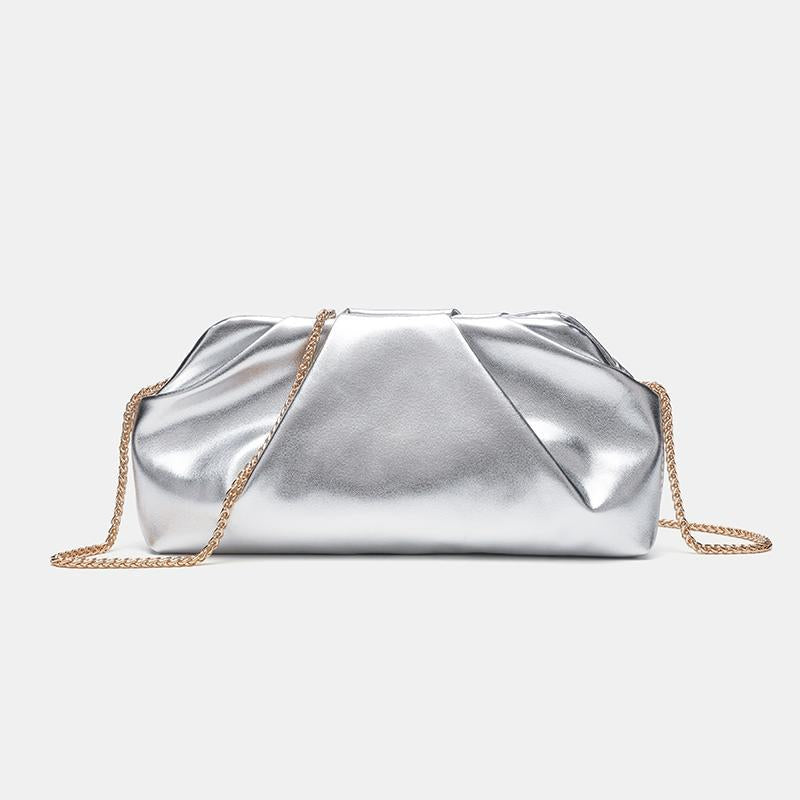 Damen elegantes Clutch mit metallischem Finish und zeitgemäßem Kettenriemen Nord Taschen