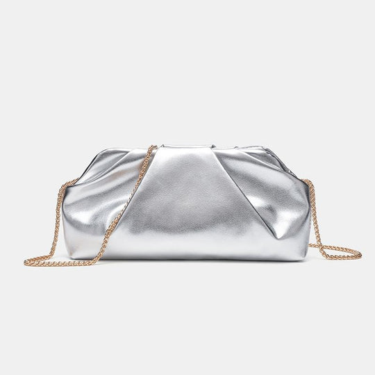 Damen elegantes Clutch mit metallischem Finish und zeitgemäßem Kettenriemen Nord Taschen