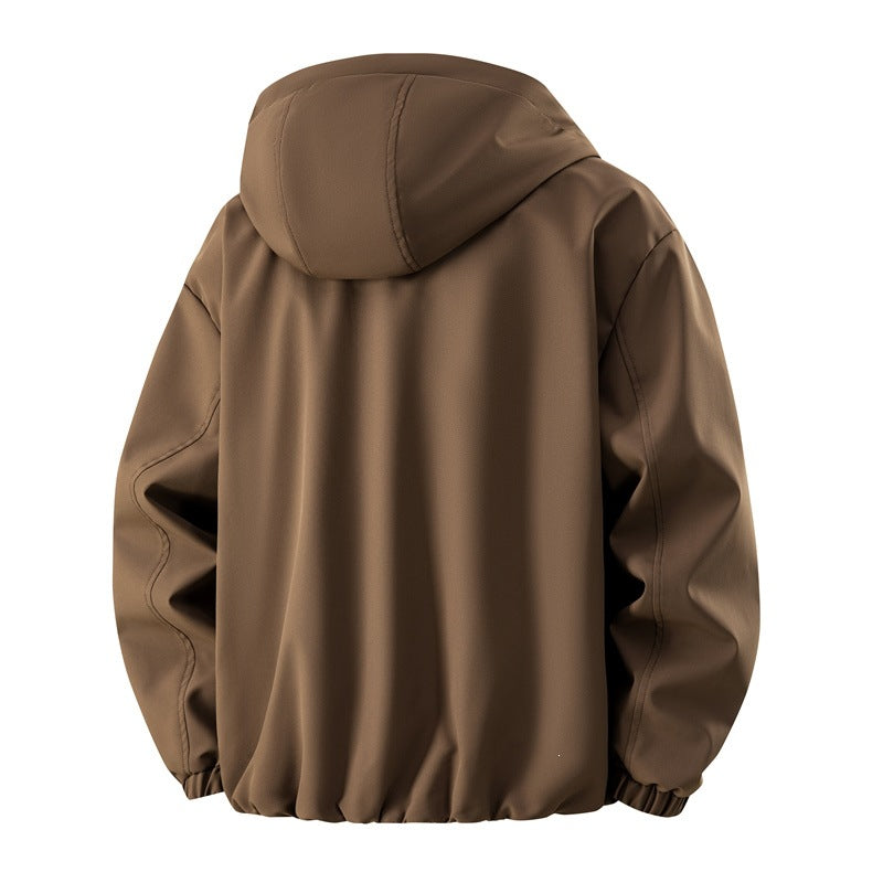 Herren Minimalistische Tech-Kapuzenjacke mit mattierter Oberfläche, Kordelzug & verdeckten Reißverschlusstaschen Nord Taschen