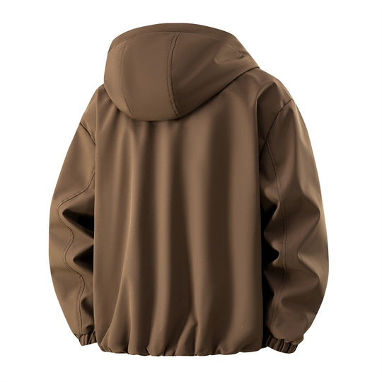Herren Minimalistische Tech-Kapuzenjacke mit mattierter Oberfläche, Kordelzug & verdeckten Reißverschlusstaschen Nord Taschen
