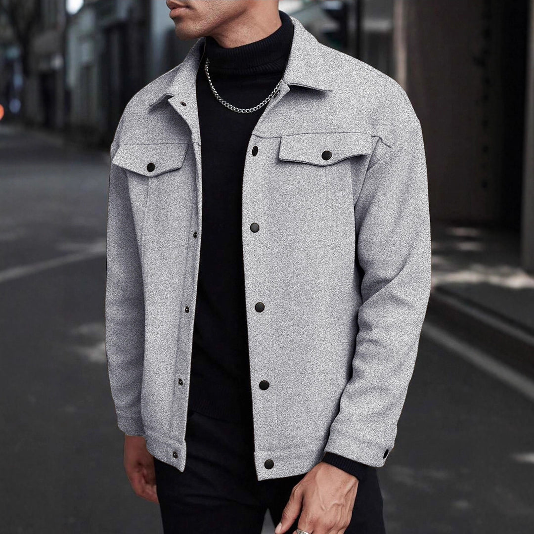 Herren Overshirt-Jacke im Trucker-Stil mit Wollmix-Optik und Druckknöpfen Nord Taschen
