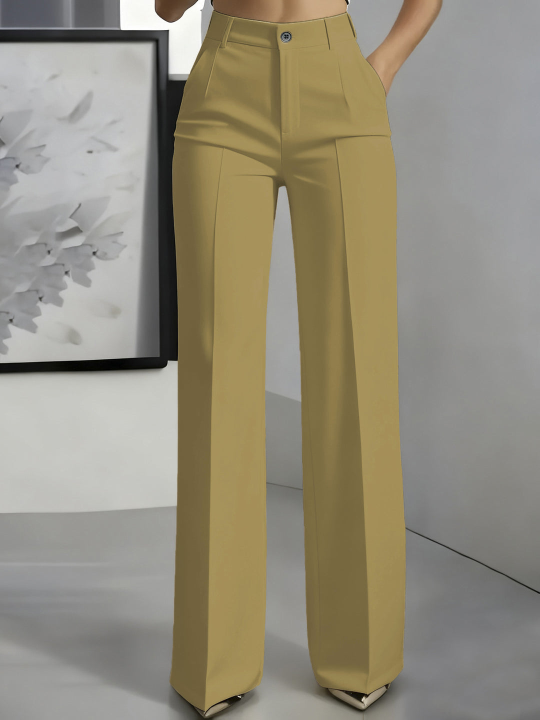 Damen Hochtaillierte Palazzo-Hose mit Bügelfalte und Eingrifftaschen Nord Taschen