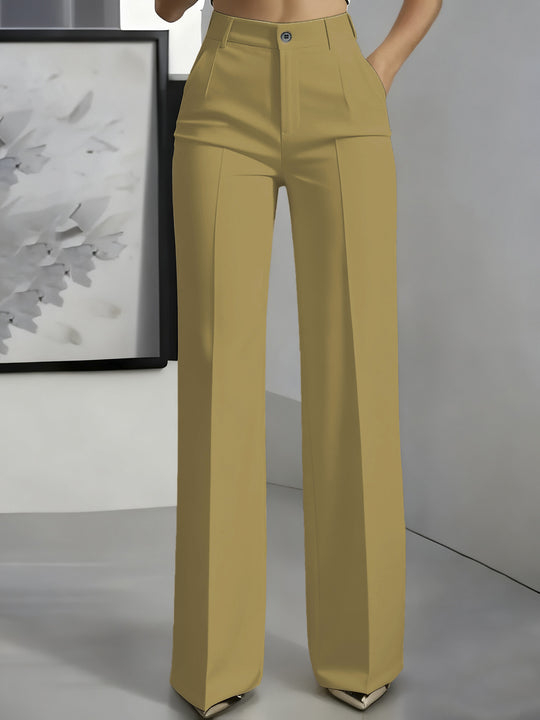 Damen Hochtaillierte Palazzo-Hose mit Bügelfalte und Eingrifftaschen Nord Taschen