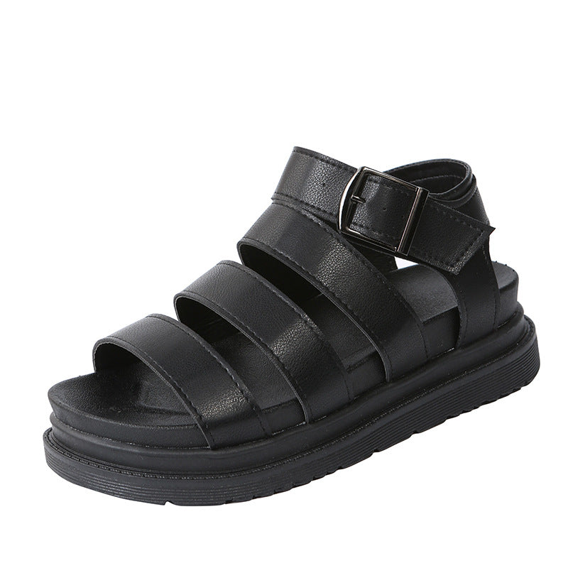 Damen  komfortable Gladiator‑Sandale mit extra gedämpftem Komfortfußbett, vier breiten Riemen und verstellbarer Metallschnalle Nord Taschen