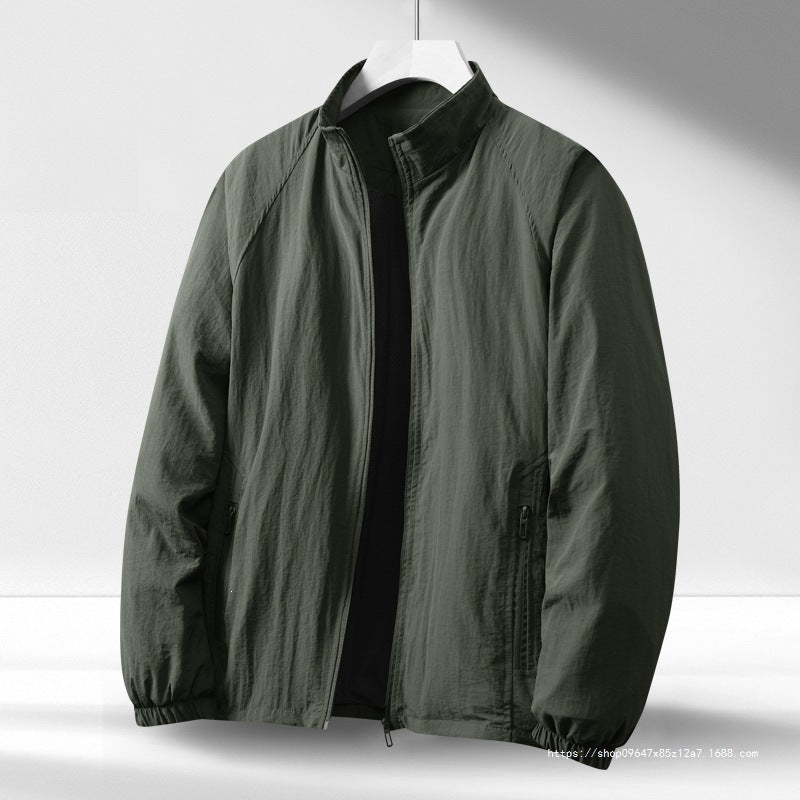 Herren Leichte winddichte Reißverschluss-Blousonjacke mit Stehkragen und elastischen Bündchen Nord Taschen