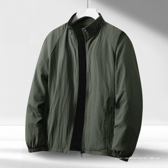Herren Leichte winddichte Reißverschluss-Blousonjacke mit Stehkragen und elastischen Bündchen Nord Taschen
