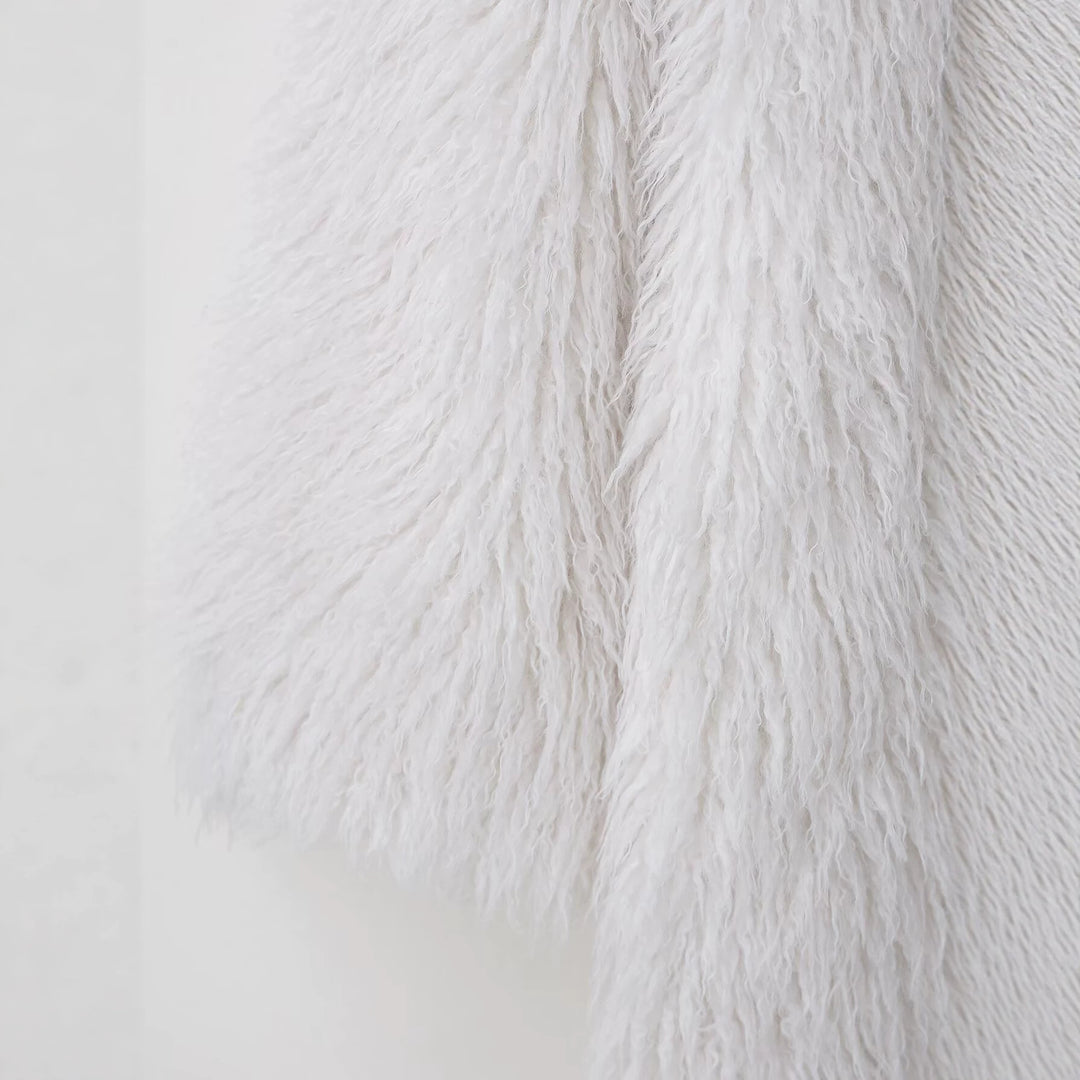 Damen Langer Shaggy-Kunstfellmantel im Longline-Schnitt Nord Taschen
