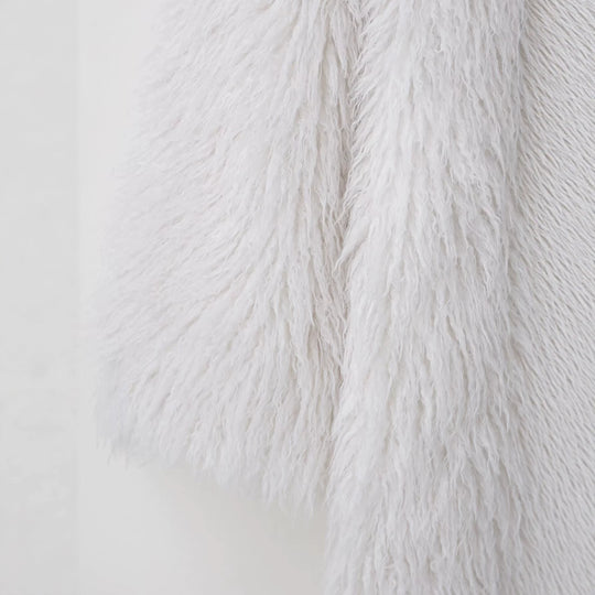 Damen Langer Shaggy-Kunstfellmantel im Longline-Schnitt Nord Taschen
