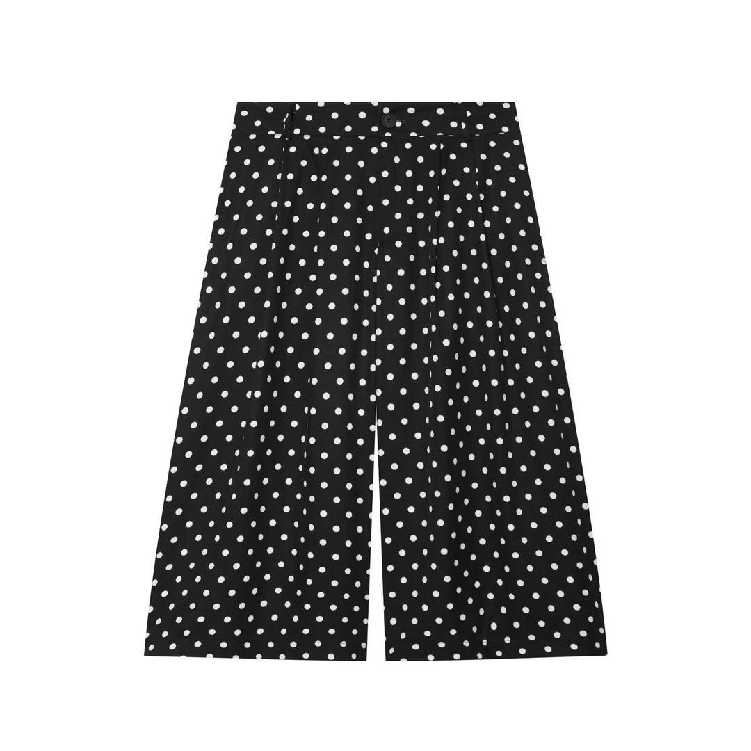 Damen Hochtaillierte Culottehose mit weitem Bein, Pünktchenmuster und Bügelfalte Nord Taschen