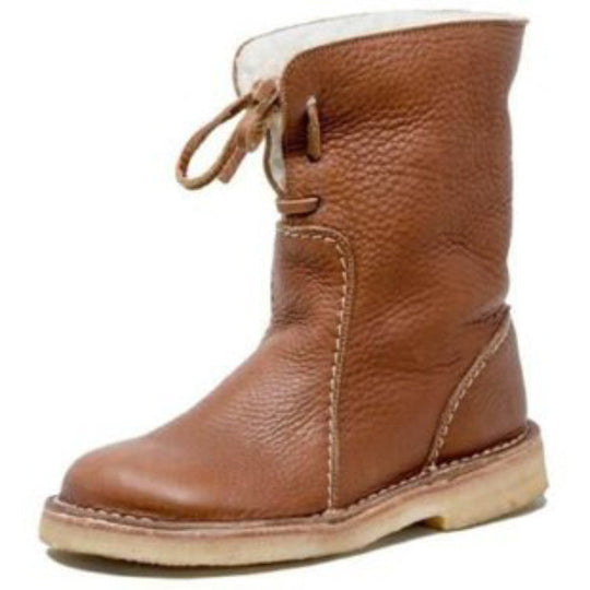 Damen Lederstiefel mit komfortablem Innenfutter und modischem Riemen Nord Taschen