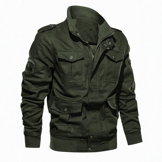 Herren Militärinspirierte Canvas-Fieldjacke mit Schulterklappen und Multifunktions-Taschen Nord Taschen