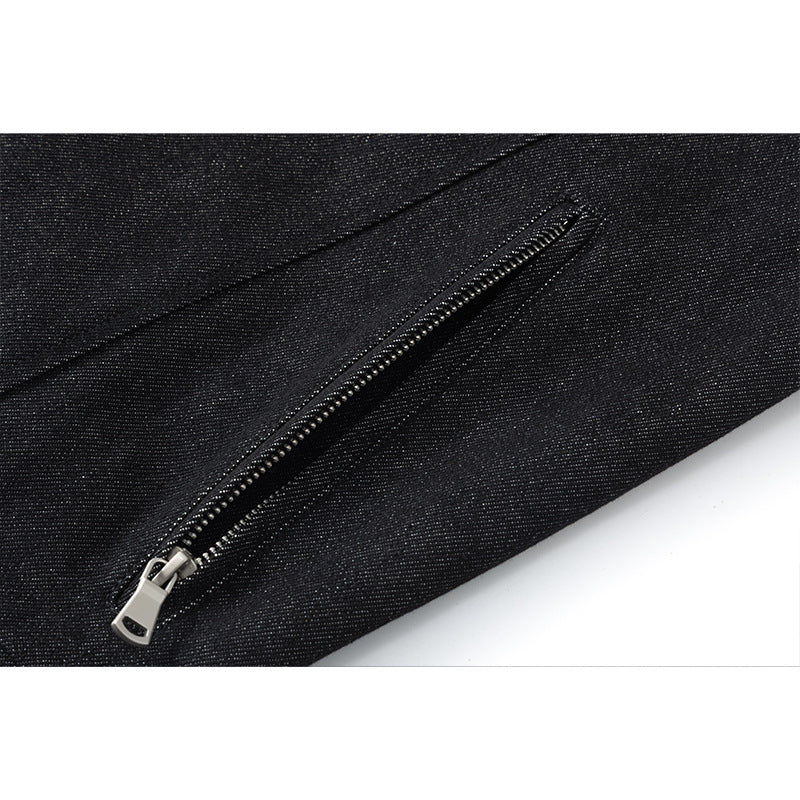 Herren Boxy-Überjacke mit Vintage-Denim-Optik, durchgehendem Metallreißverschluss und seitlichen Zipper-Taschen Nord Taschen