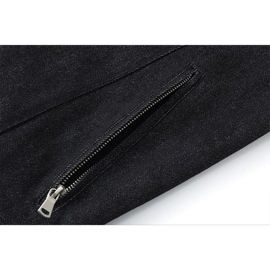 Herren Boxy-Überjacke mit Vintage-Denim-Optik, durchgehendem Metallreißverschluss und seitlichen Zipper-Taschen Nord Taschen