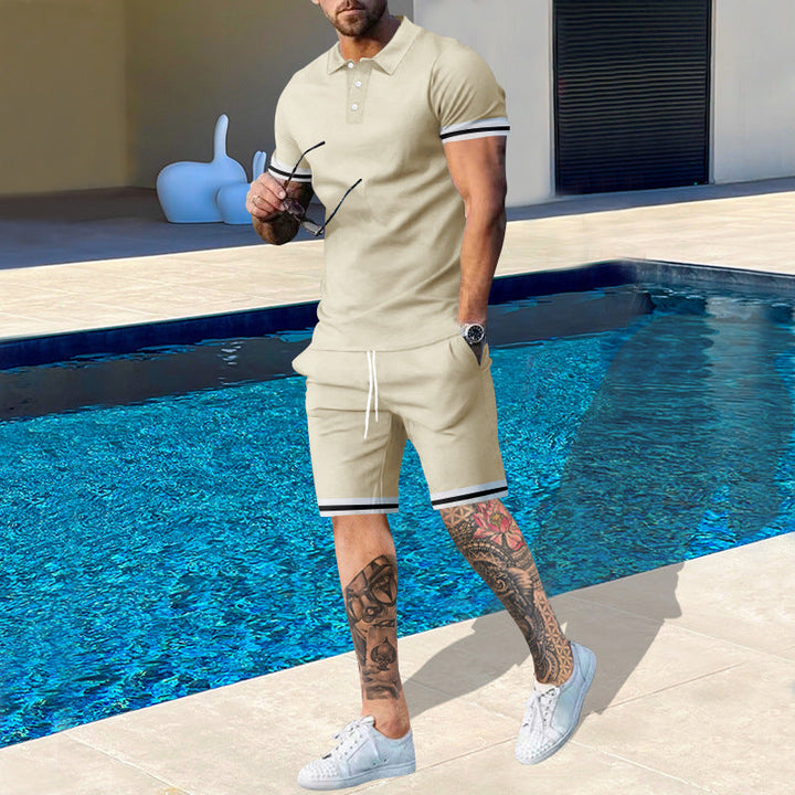 Herren Poloshirt und Shorts-Set mit sportlichen Akzenten