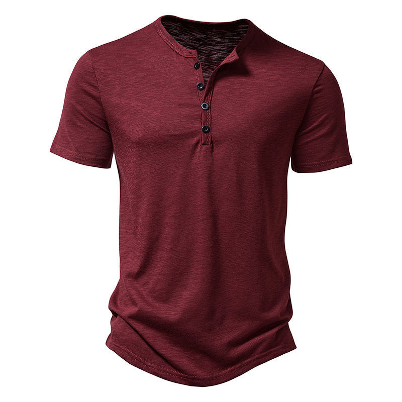 Herren Kurzarm-Henley-Shirt mit klassischem Knopfdesign