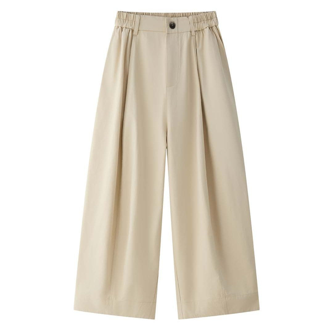 Damen Weite High‑Waist Bundfalten-Culottehose mit dezenter Knopfleiste Nord Taschen
